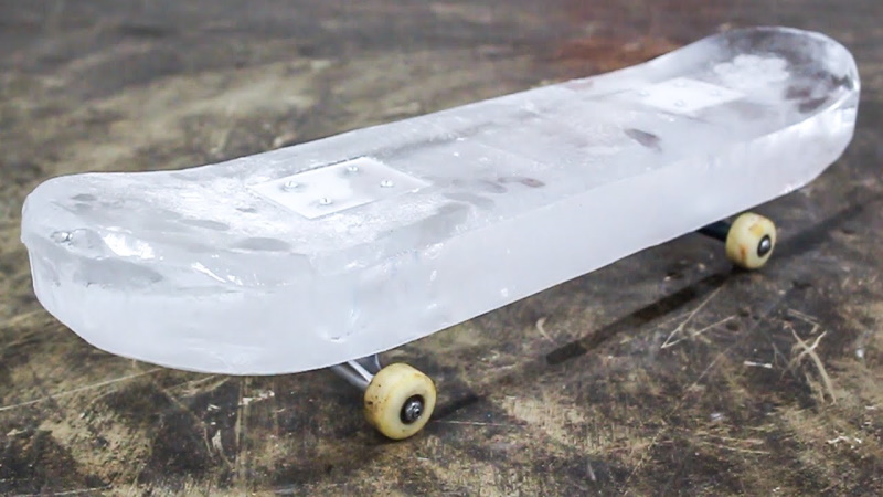 A skateboard made of ice